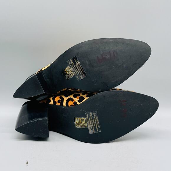 Jeffrey Campbell Women 9 Brown Favela Calf Hair Leopard Mules Slip On Block Heel - Picture 8 of 11